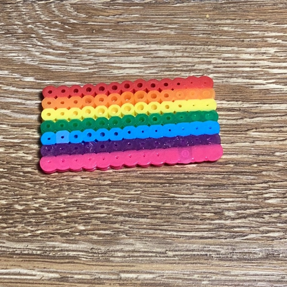 Rainbow flag perler Bead made by 9 year old Veda